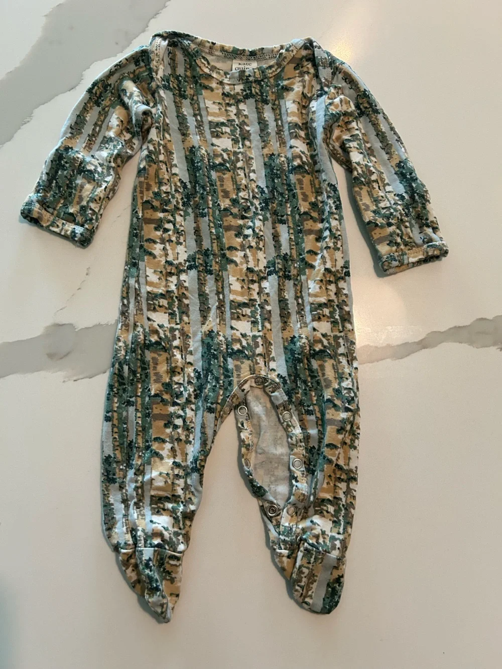 kate quinn Baby Footie Sleepers Set in Olive, Cream, and Tan Prints